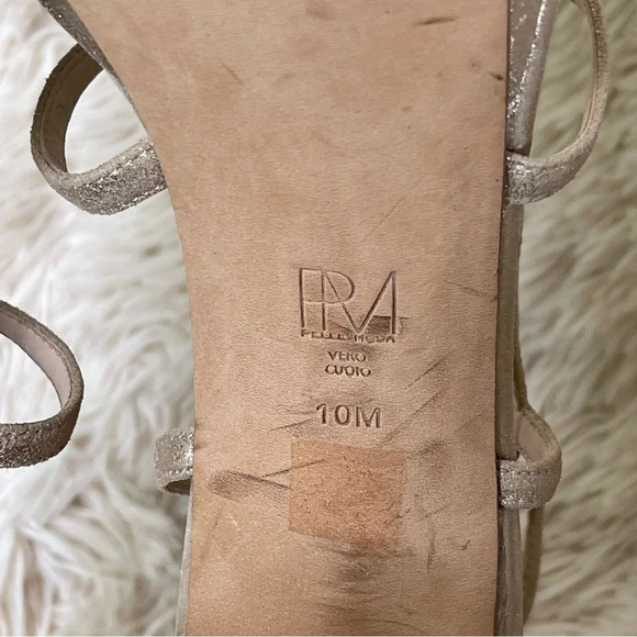 Pelle Moda Gold Strappy Platform Heels sandals back zip closure leather Size 10 - Picture 7 of 12